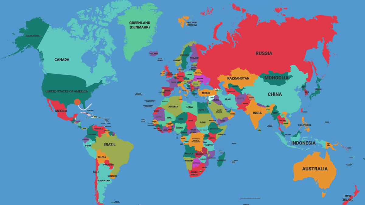 The current explainer at 0:02, a flat political world map